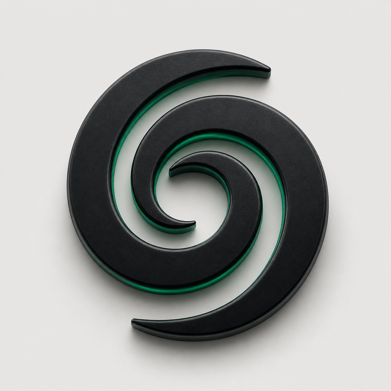 Dimensional black and emerald Stack Labs spiral